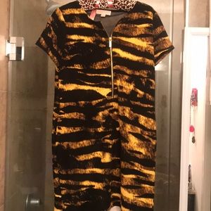 Michael Kirsten tiger strip zip up dress